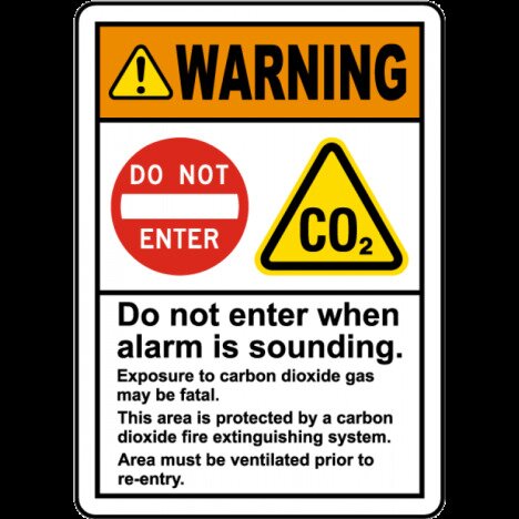 Warning CO2 Do Not Enter When Alarm Sounds Sign